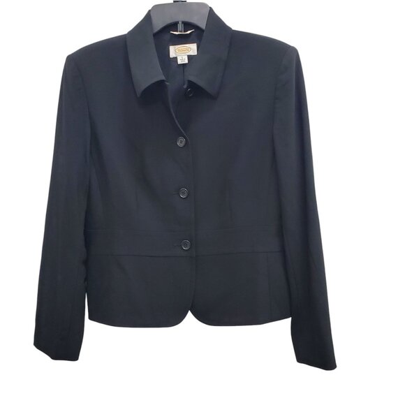 Talbots Vintage Black Italian Wool Button Front‎ Career Blazer Japan Made 6 - Picture 1 of 7